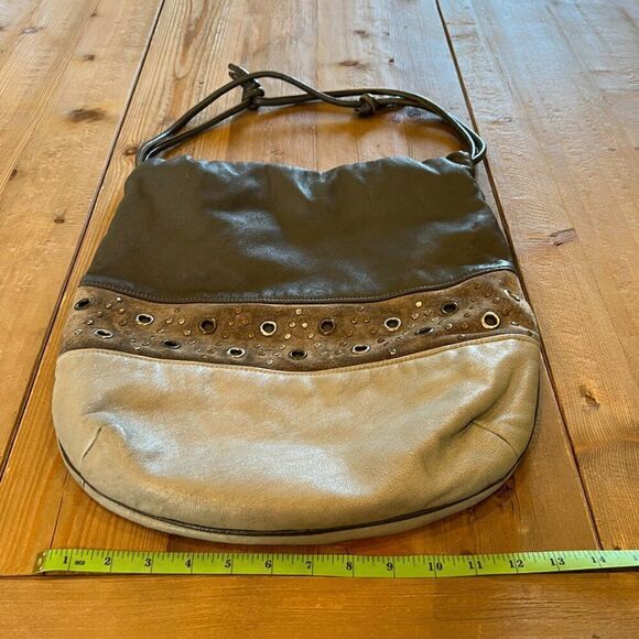 Morgan Le Fay Vintage Grey Leather and Suede Studded Bag - Picture 11 of 11